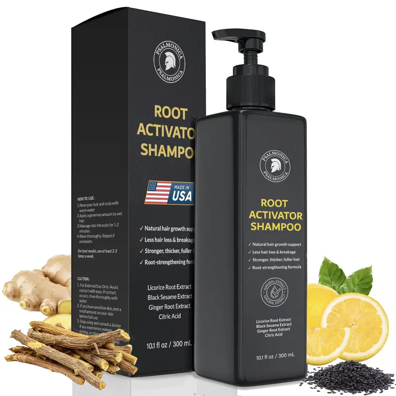 Shampoing Activateur de Racines Psalmonica – Croissance et densité, fabriqué aux États-Unis