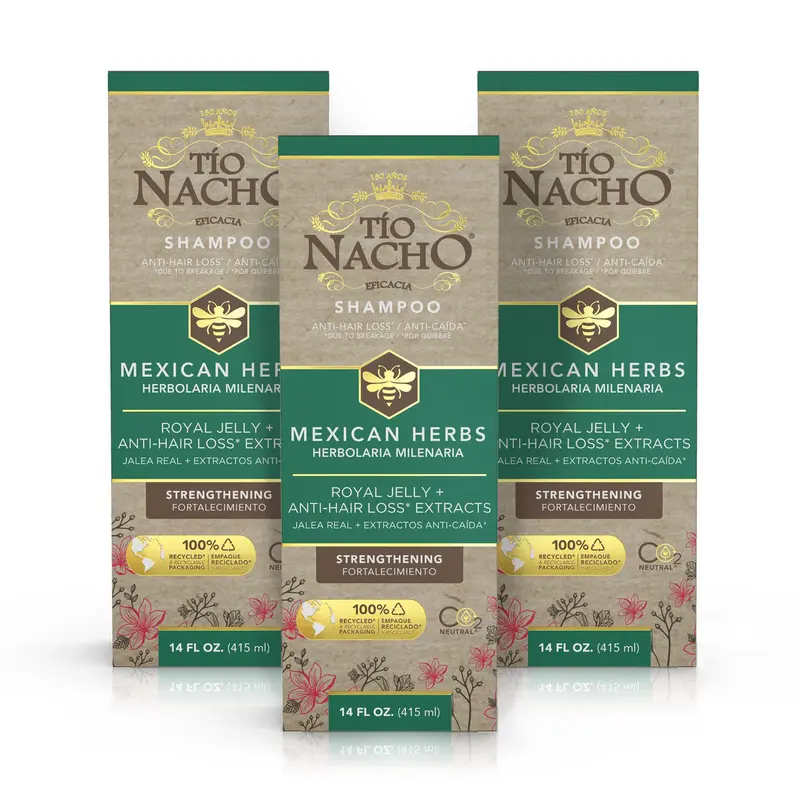 Shampoing Anti-Chute Mexicain Tío Nacho – Gelée Royale et Romarin, Fortifiant Pour Hommes et Femmes, 414 ml, Pack de 3