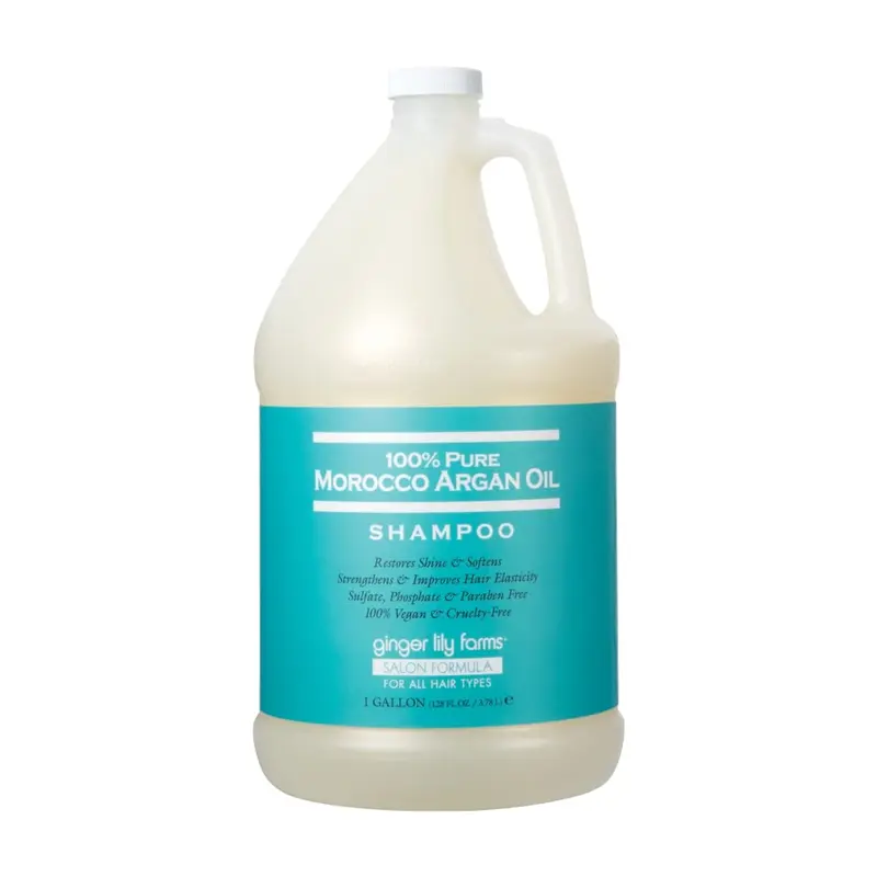 Shampoing Argan Maroc Ginger Lily Farms – Salon Formula, Recharge 1 galon (128 onces liquides), Végan et Non testé sur les animaux