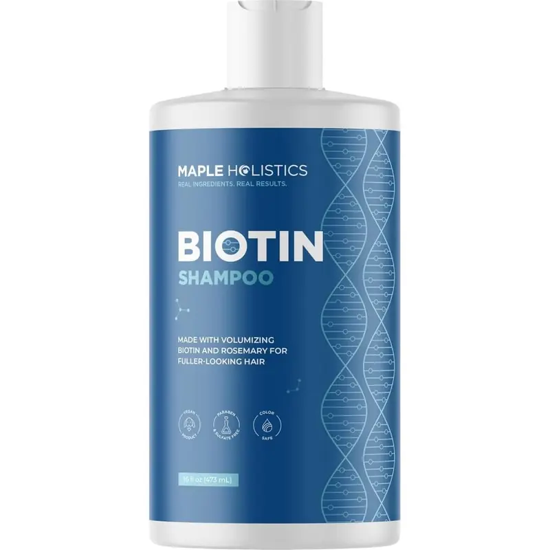 Shampoing Biotine au Romarin pour Cheveux Fins – Maple Holistics, végan et volumisant (16 oz/473 ml)
