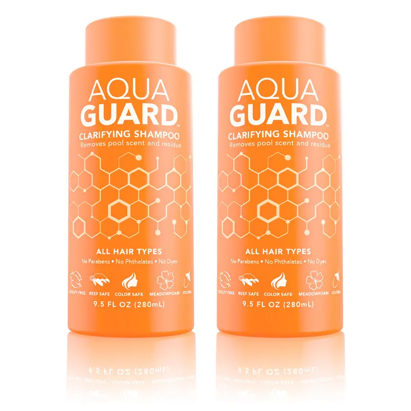 Shampoing clarifiant AQUA GUARD — Élimine chlore et odeur de piscine | Vegan, sans parabènes, couleur sûre, Leaping Bunny (2 packs)