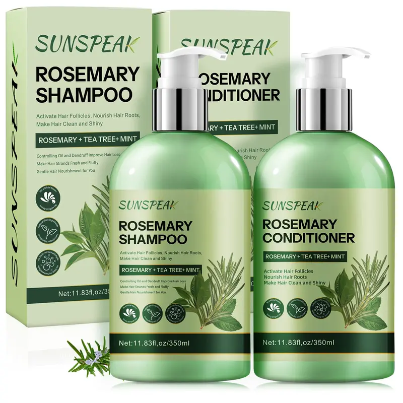 Shampoing et Après-Shampoing Romarin Sunspeak – Épaississement, Anti-Chute, Tea Tree & Menthe, Biotine