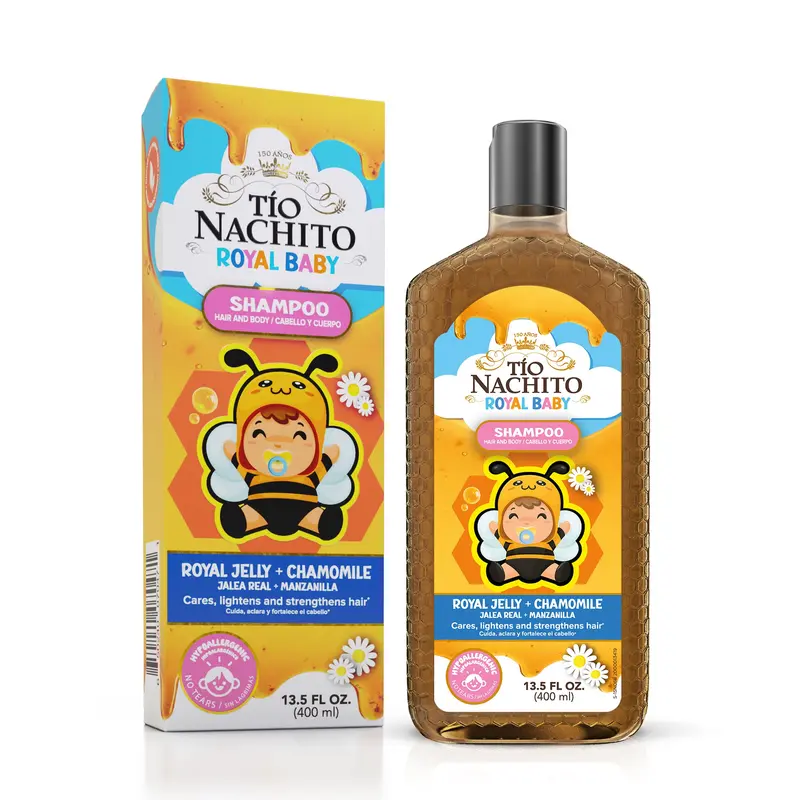 Shampoing et Gel Douche Bébé Tio Nacho Royal – Gelée Royale & Camomille, 400 ml, Hypoallergénique, Sans Larmes
