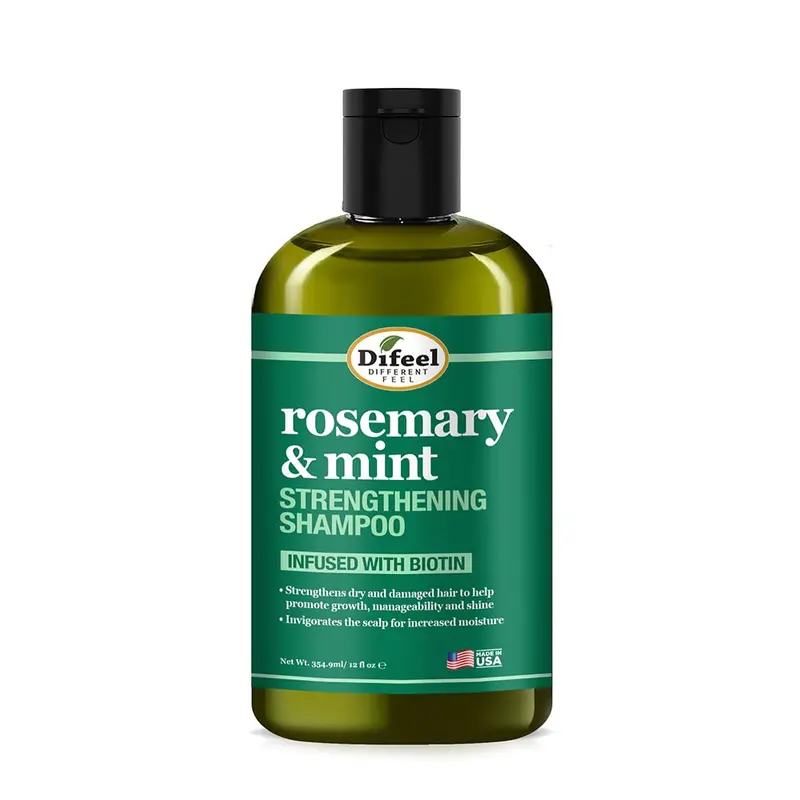 Shampoing Fortifiant Difeel Romarin et Menthe avec Biotine – 355 ml | Cheveux plus forts et brillants