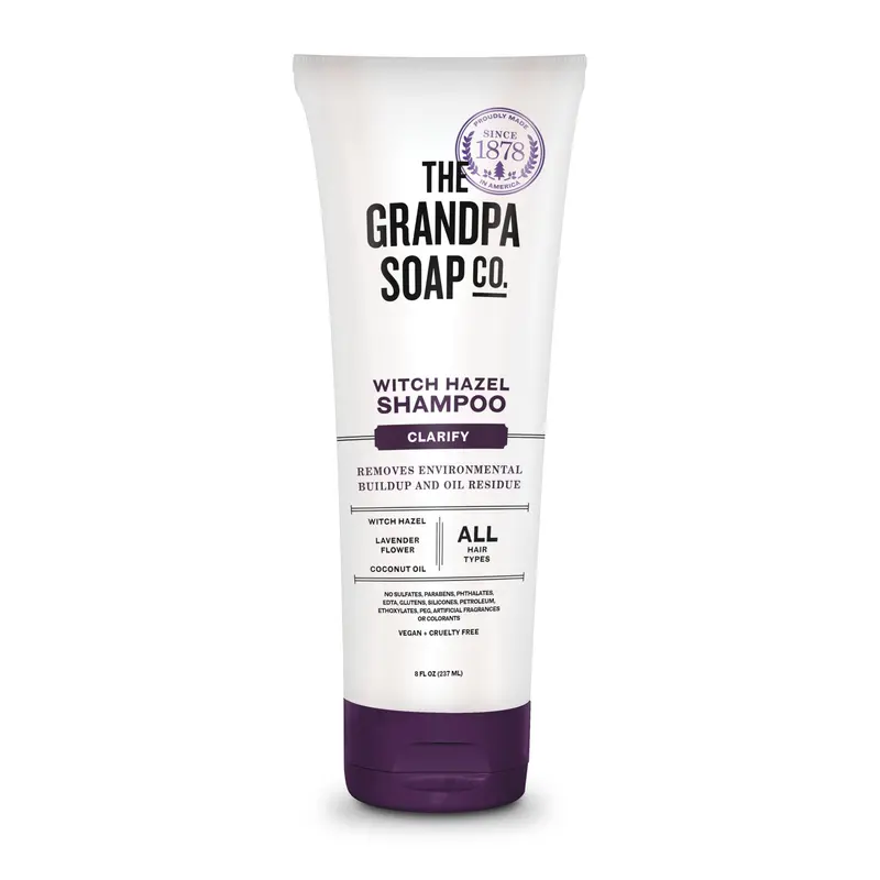 Shampoing hamamélis végane et sans cruauté – The Grandpa Soap Company | Lavande & huile de coco | Tous types de cheveux | 240 ml