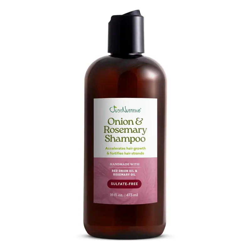 Shampoing Just Nutritive Oignon et Romarin – Croissance, Épaississement et Renforcement - Sans sulfates, 473 ml