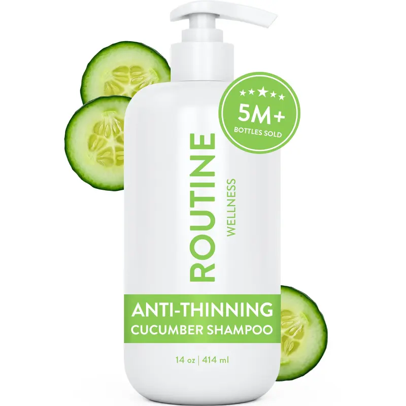 Shampoing Routine Wellness Anti-Thinning – Biotine & Bloqueur DHT – Pour Femmes et Hommes – Compatible Couleur – Concombre – 14oz