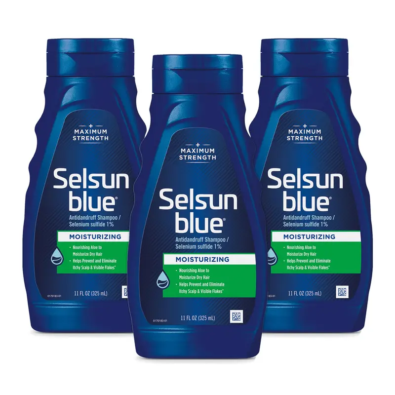 Shampoing Selsun Blue Anti-Pelliculaire Hydratant à l’Aloès – Sulfure de sélénium 1% (lot de 3, 325 ml)