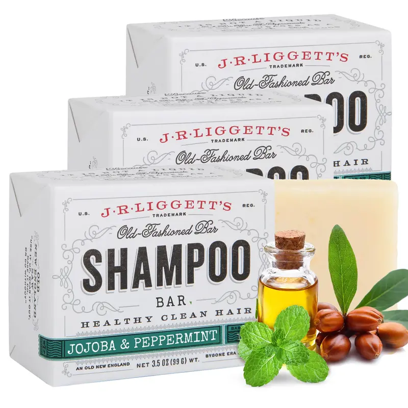 Shampoing solide J.R.LIGGETT'S – Formule Jojoba & Menthe, Sans Sulfate, Trio 3 x 3,5 oz