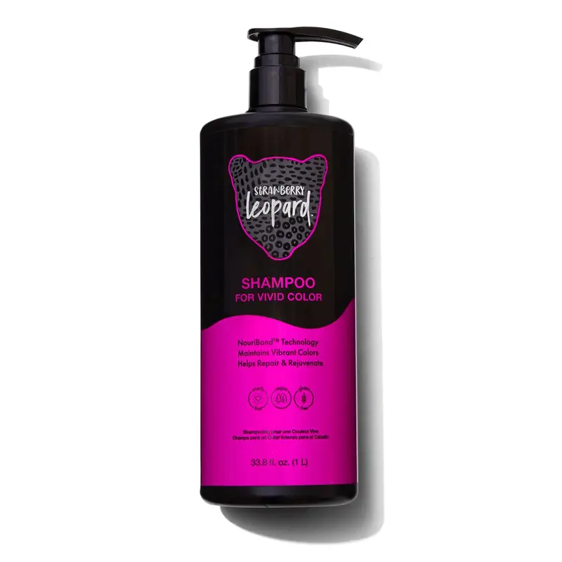 Shampoing Strawberry Leopard pour couleur vive – répare et ravive les cheveux | végane, sans gluten, non testé sur les animaux | 1000 ml