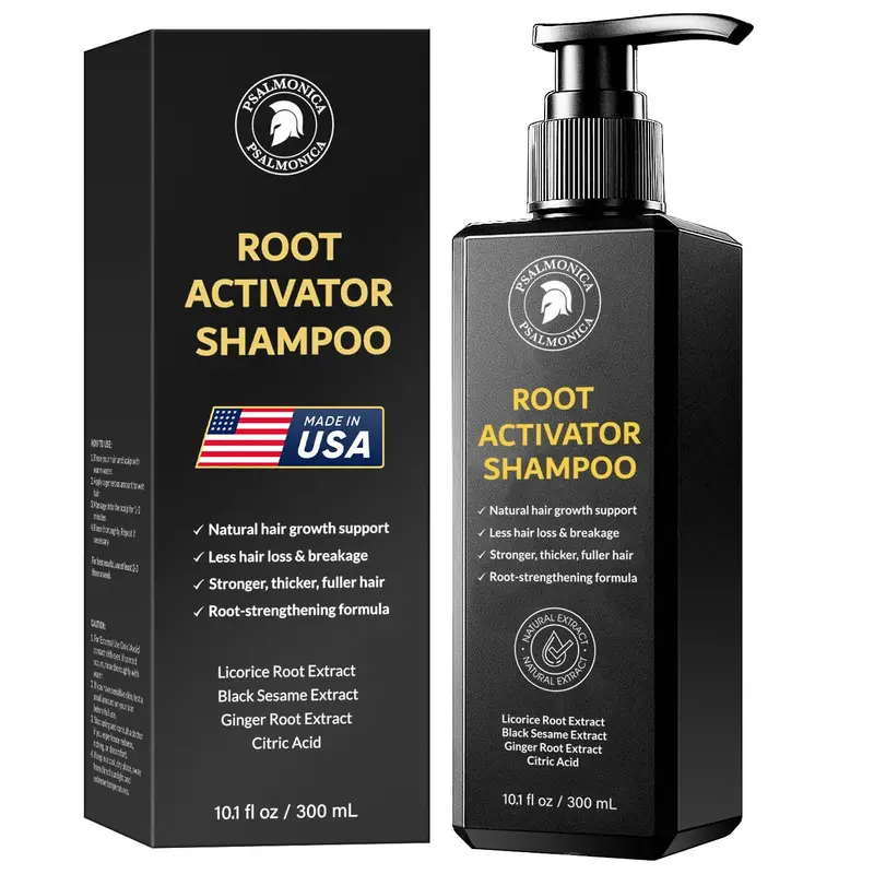 Shampooing Activateur de Racines Psalmonica – Croissance et Épaisseur – Pour Hommes et Femmes (300 ml)