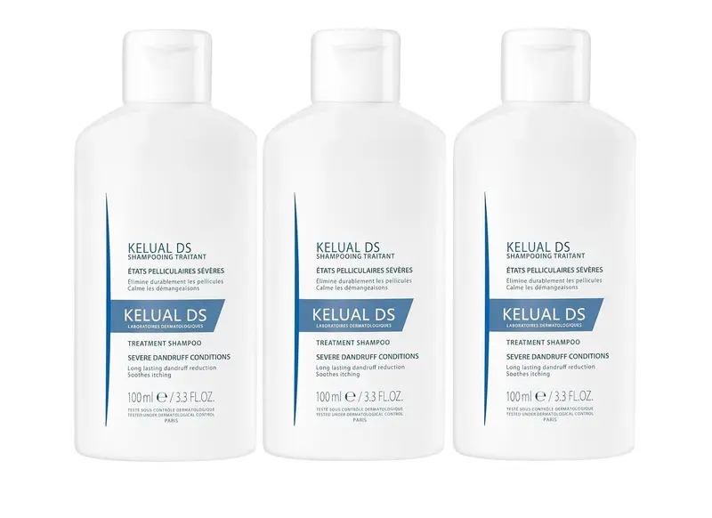 Shampooing Anti-Pellicules KELUAL DS — Traitement Sévère, Soulagement Durable, Lot 3 × 100 ml