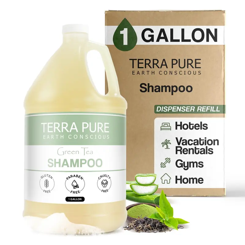 Shampooing d'hôtel Terra Pure | 1 galon | Pour hôtels et locations de vacances à remplir les distributeurs | (galon unique)