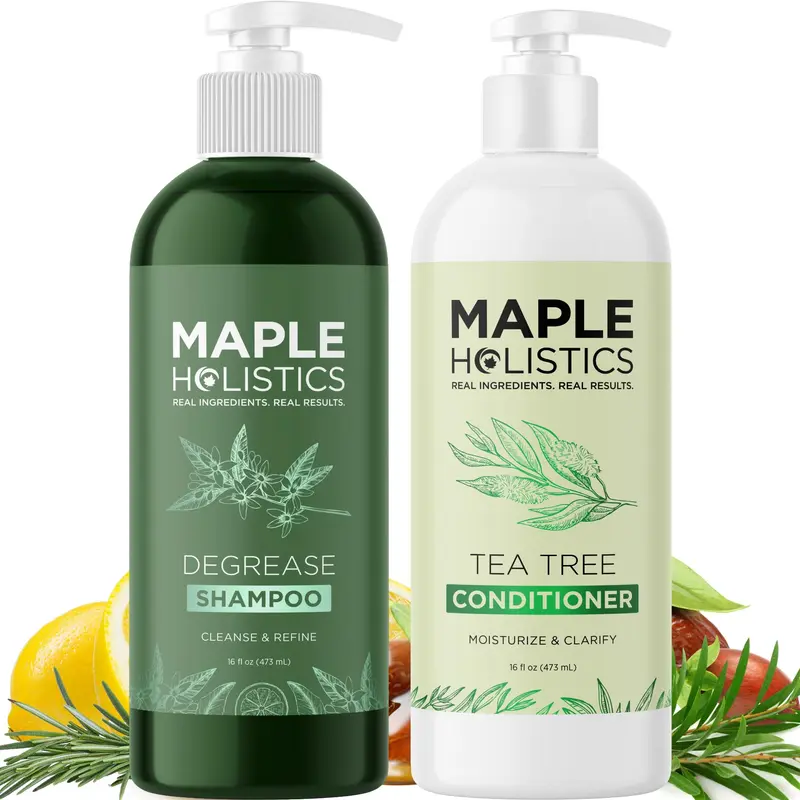 Shampooing et Après-Shampoing pour Cheveux et Cuir Chevelu Gras – Duo Sans sulfates et parabènes | Maple Holistics (16 oz)