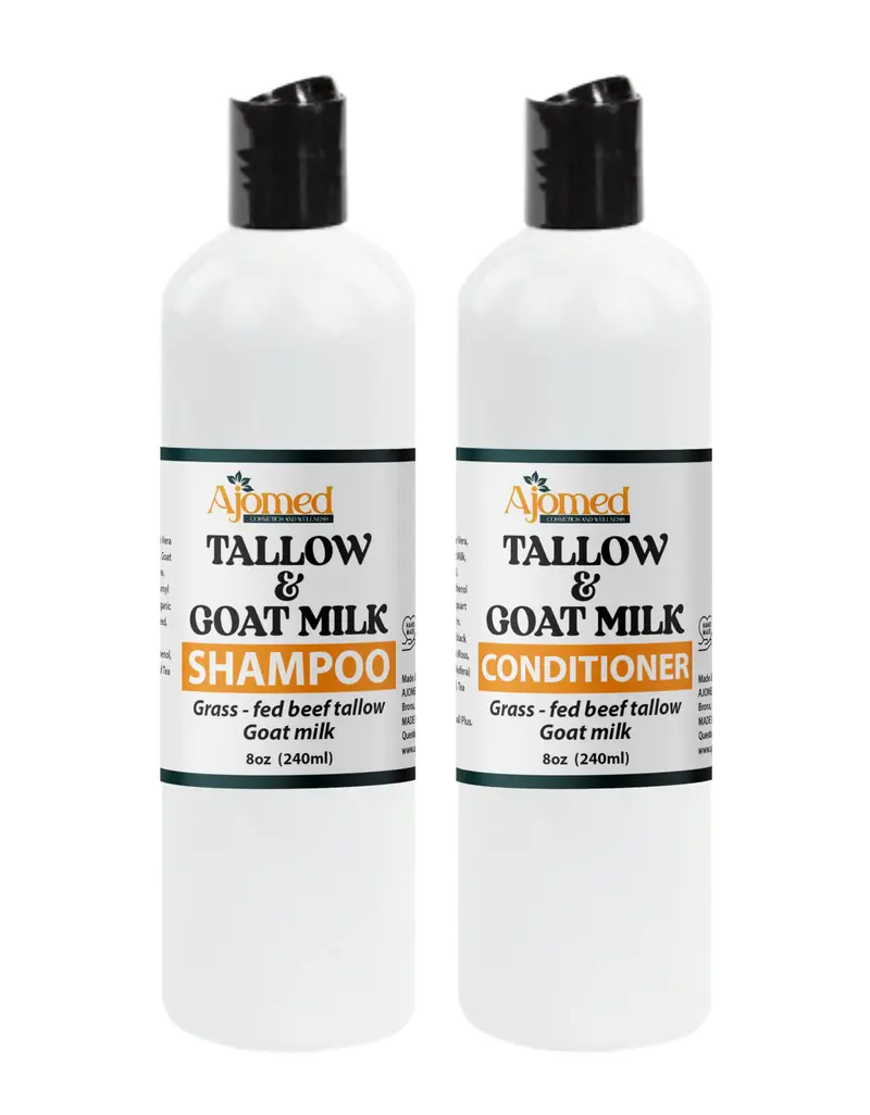 Shampooing et Après-Shampooing Graisse de Boeuf & Lait de Chèvre – Soin Artisanal Pour Cheveux Fins