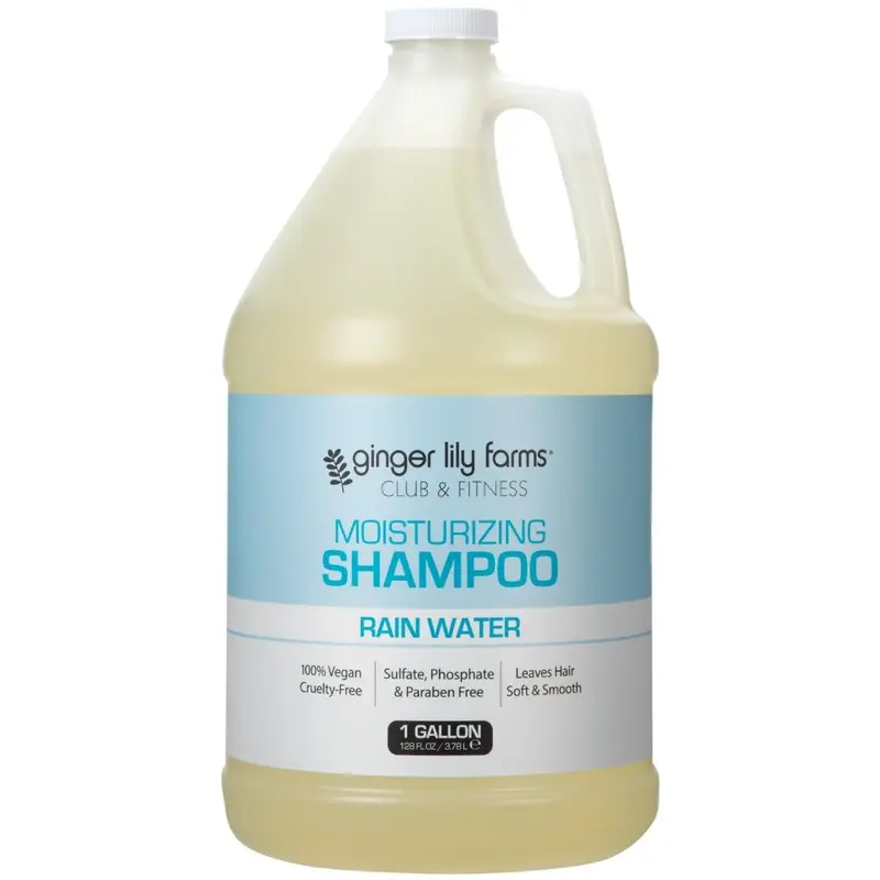 Shampooing hydratant Club & Fitness de Ginger Lily Farms – Végane, Cruelty-Free, Parfum eau de pluie, Recharge 3,78 L