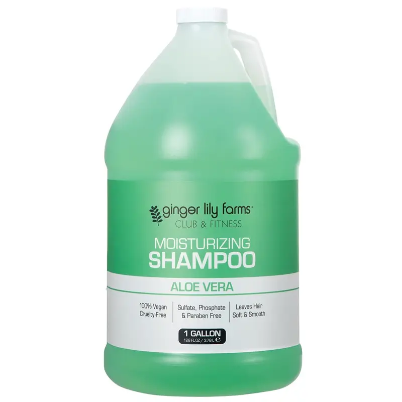 Shampooing Hydratant Club & Fitness Ginger Lily Farms – Tous Types de Cheveux, Vegan & Cruelty-Free, Aloe Vera, Recharge 1 Gallon