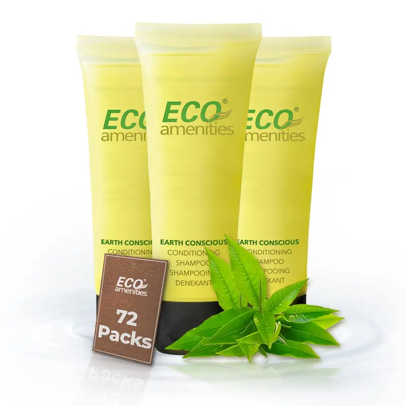 Shampooing Mini Flip-Cap ECO amenities – Lot de 72 x 30 ml, Thé Vert, Articles d'hôtel en vrac