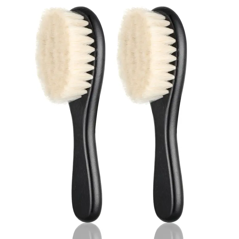 Shappy – Lot de 2 Brosses Barbe et Duster avec Poignée en Bois (Noir)