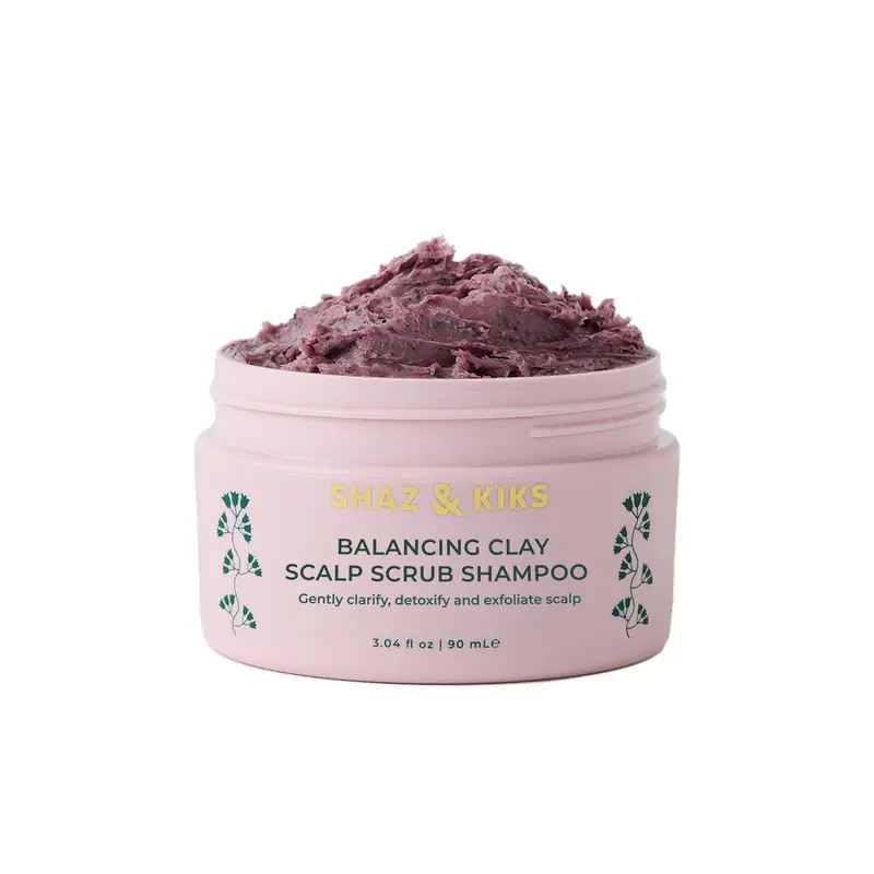 SHAZ & KIKS Shampooing Argile Équilibrant – Clarifiant, Détoxifiant et Exfoliant Cuir Chevelu | Hibiscus & Argile Indienne | 90 ml