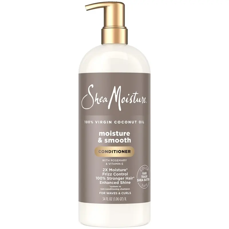 SheaMoisture Conditionneur Moisture & Smooth – Cheveux Ondulés et Bouclés, Contrôle des Frisottis, Format Famille 1 L