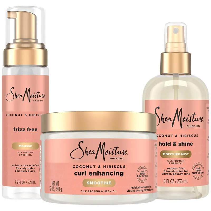 SheaMoisture Curl Care Bundle Coconut & Hibiscus – Boucles Définies et Anti-Frizz