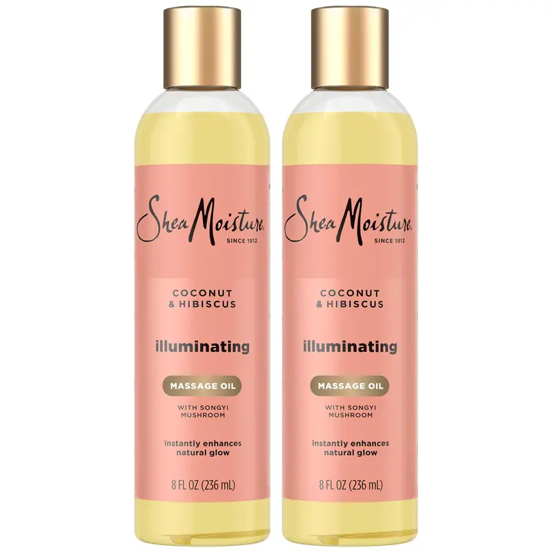 SheaMoisture Huile de Massage Illuminatrice Coco et Hibiscus – Lot de 2, 8 onces chacune