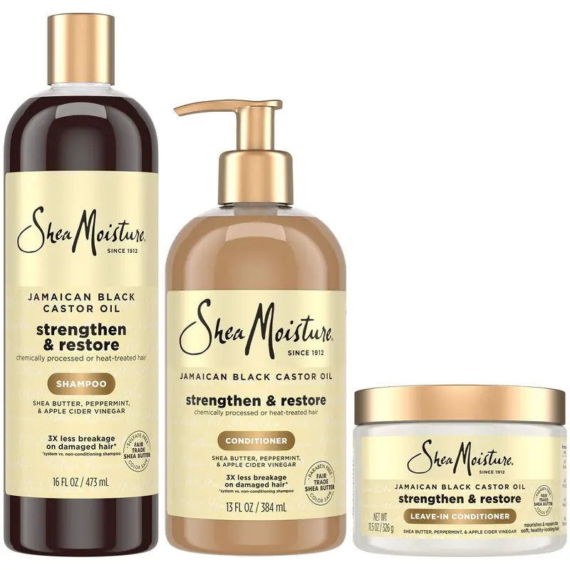 SheaMoisture Kit Shampooing Réparateur et Soin Cheveux – Huile de Ricin Noire Jamaïcaine
