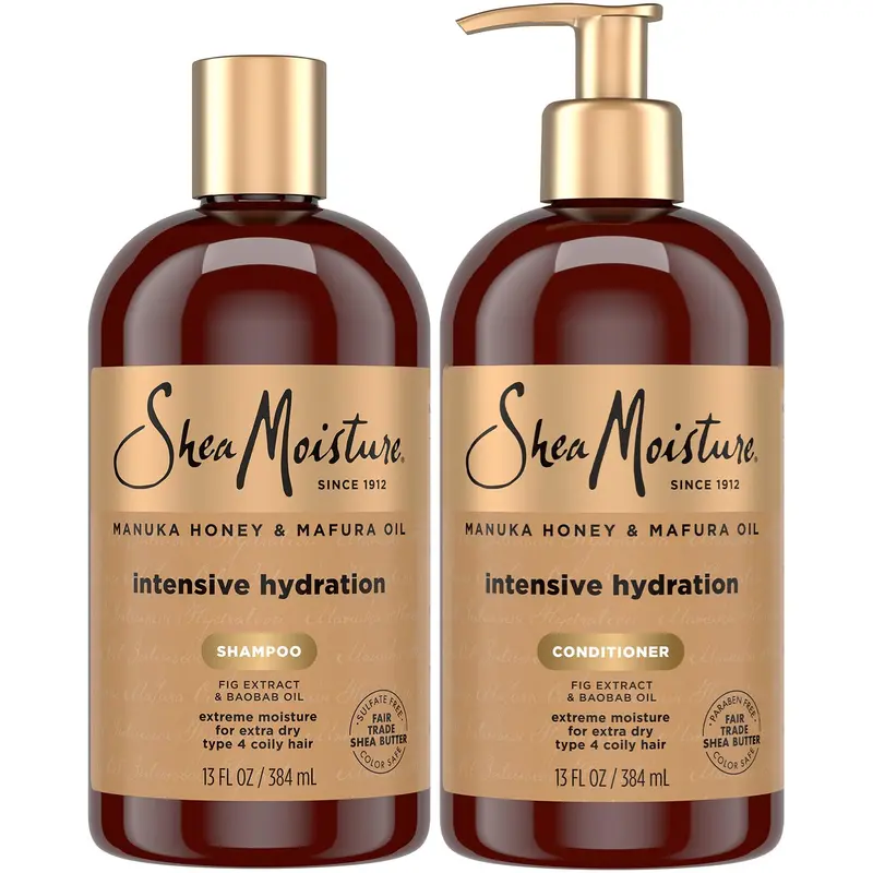SheaMoisture Shampoing & Après-Shampoing Manuka Honey & Mafura Oil – Hydratation Intensive pour Cheveux Bouclés (13 oz)