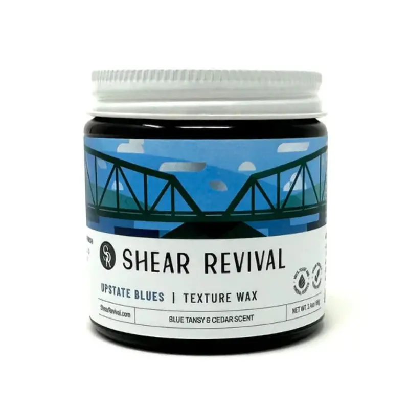 Shear Revival Upstate Blues Cire-Coiffante Texture – Fort Maintien, Finition Neutre, Végan, Ingrédients 100% Naturels, Parfum Bleu Tansy et Cèdre, 3,4 oz