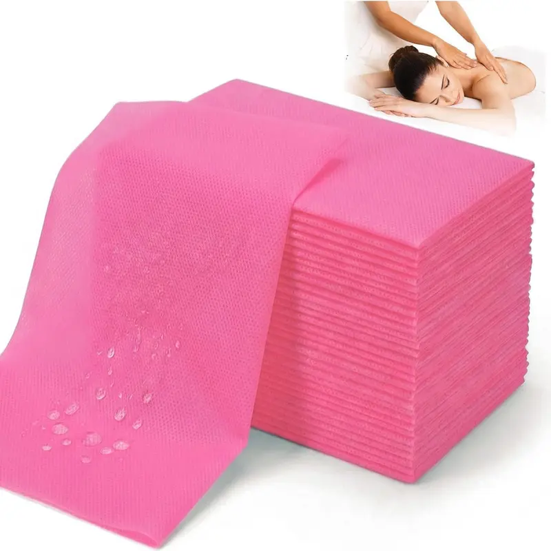 SHENKUAI Draps Jetables pour Table de Massage 71x31 (Pink) - 100 Pièces, Non Tissé, Imperméables