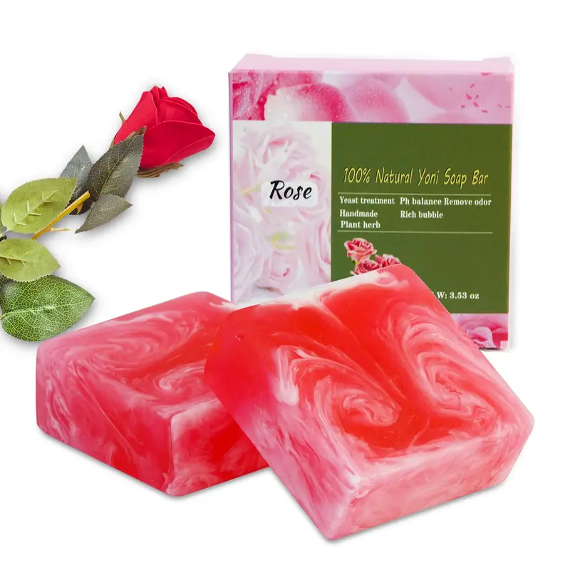 Shibarcle – 2 Savons Yoni Rose, 100% Faits Main, pH 4,5 | Nettoyage Doux avec Filet Mousse (100 g)