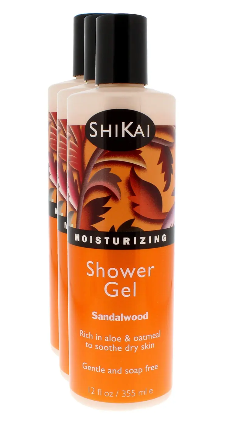 ShiKai Gel Douche Hydratant Quotidien Santal – Pack de 3 x 355 ml | Aloe Vera & Avoine