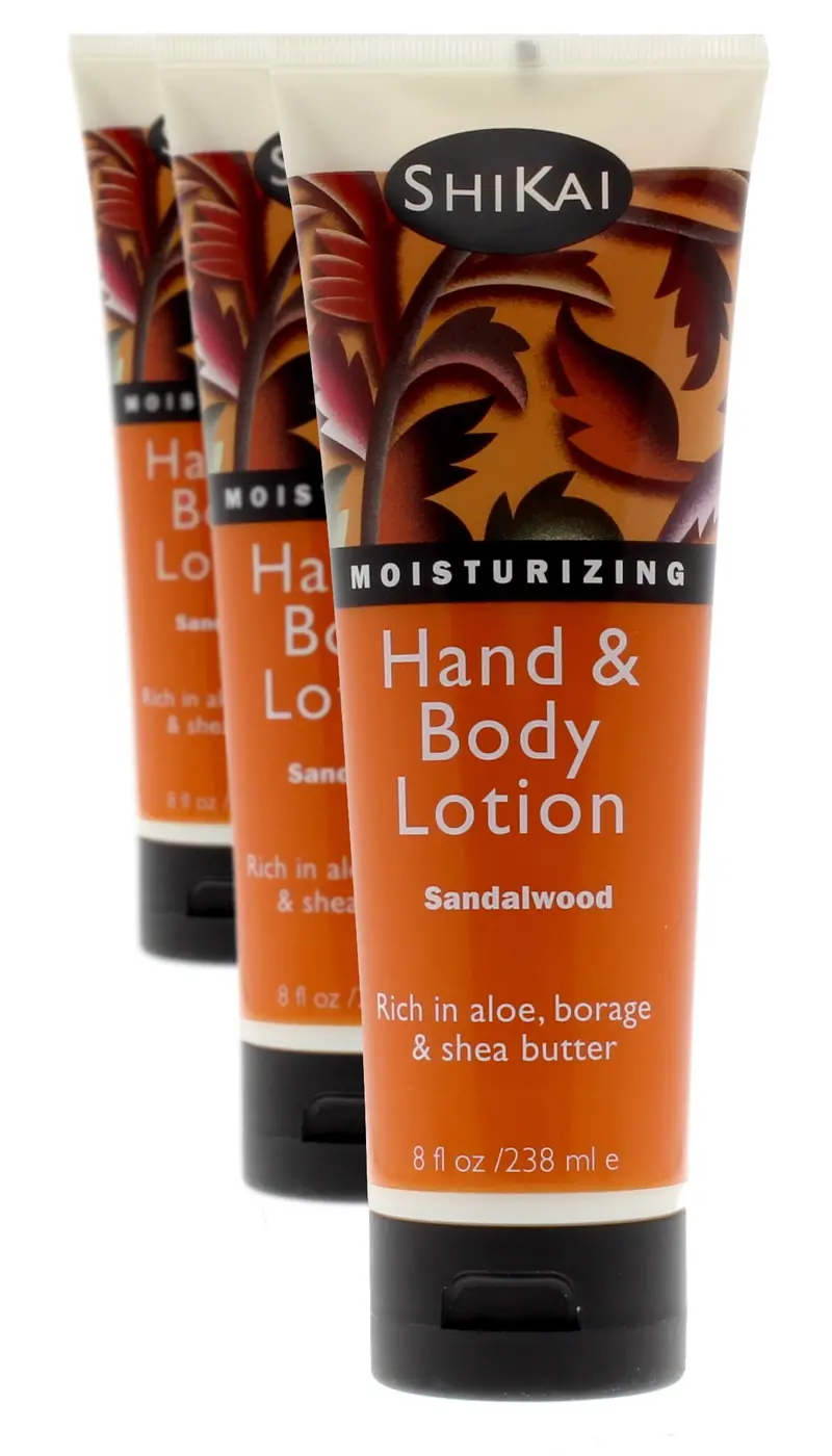 ShiKai Lotion Mains et Corps au Santal – Hydratation Quotidienne avec Aloe Vera et Vitamine E (3×236 ml)