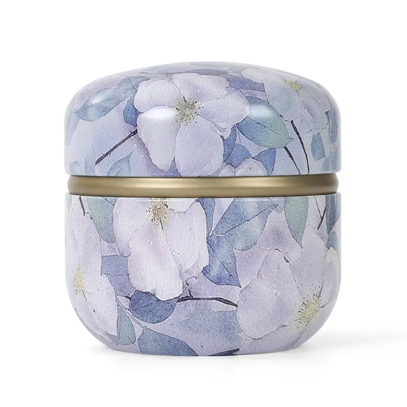 SHIMIDO Boîte Poudre Corps Portable – Double Puff, Couvercle Anti-Déversement, Violet Fleurs