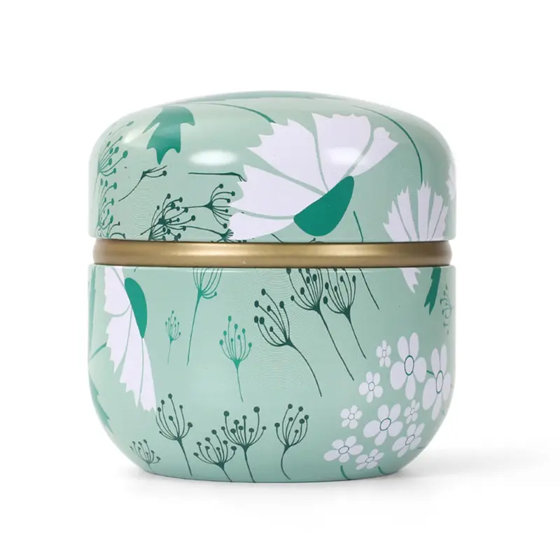 SHIMIDO Conteneur poudre portable et tampons – Boîte à poudre avec deux tampons, Capacité 2–6 oz, Fleurs blanches