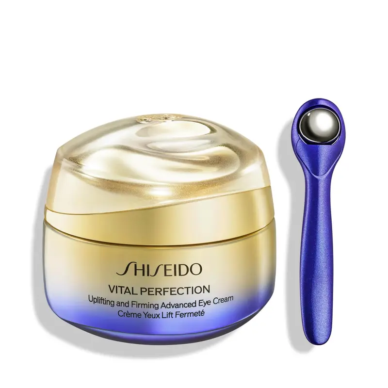 Shiseido Vital Perfection Crème Yeux Avancée – Lifting et Fermeté, 15 mL + Rouleau Massage