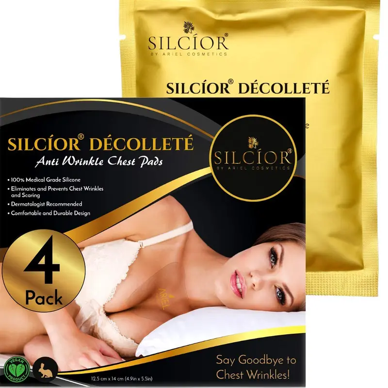 SILCIOR 4 PACK Pads poitrine en silicone – décolleté lisse et réutilisables