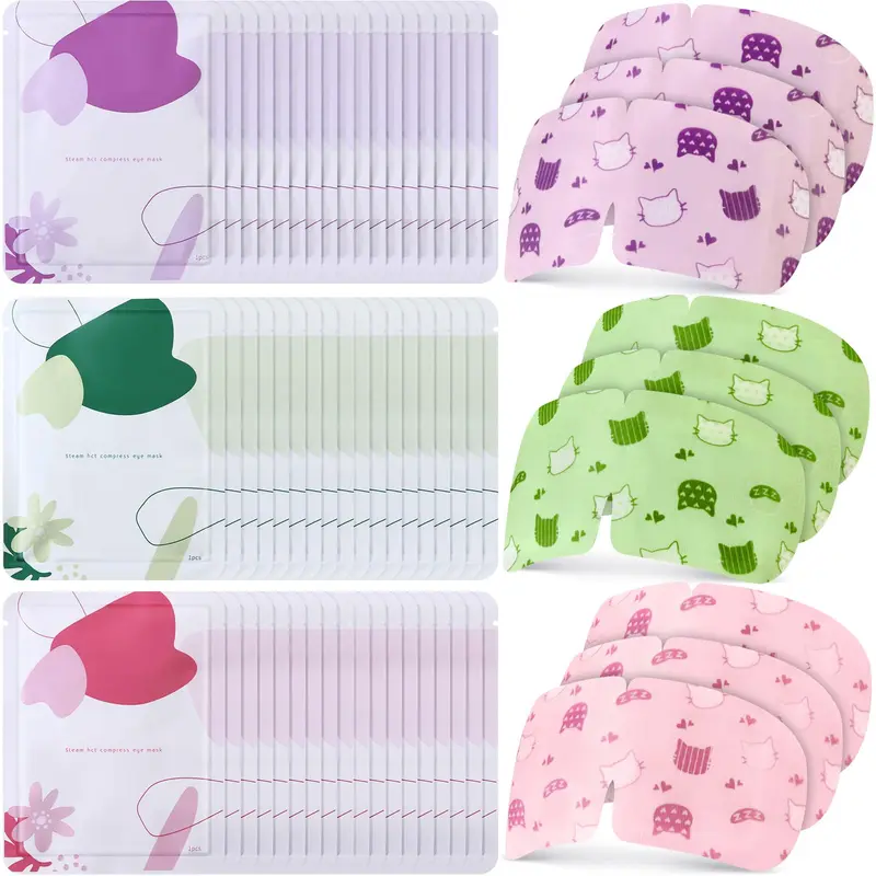 Silicherry 96 Masques Yeux Vapeur Jetables – Lavande, Sans Parfum, Rose