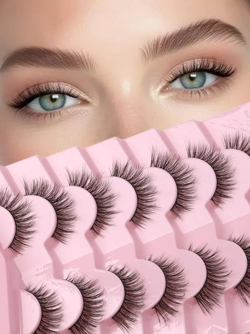 Siligli – Cils naturels œil de chat 16 mm, faux cils en bande, 7 paires