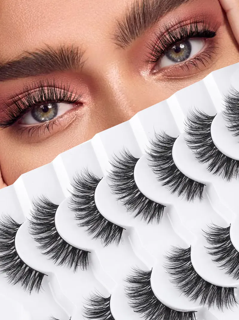 Siligli Cils plumeux 16 mm – Faux Cils 3D Volume, Bande coton ultra-fine 0,1 mm, Courbure C, Pack de 7 paires
