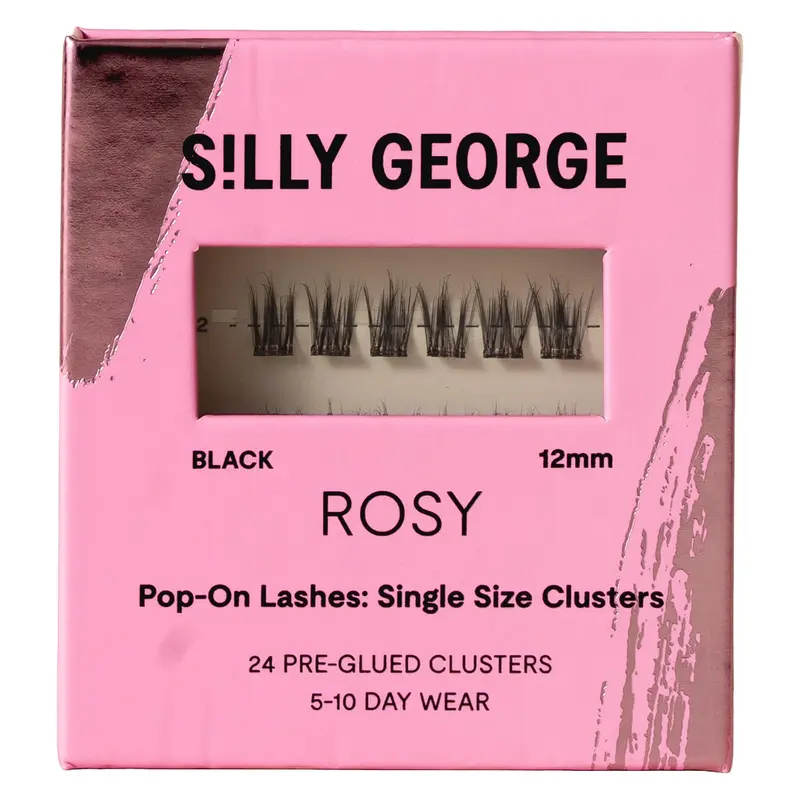 Silly George Pop-On Cils – Taille Unique, 24 Clusters Pré-Collées, 12 mm, Noir Rosé, Vegan et Cruelty-Free