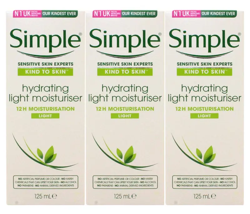 Simple Hydratant Visage — Hydratation 12 h, soin doux pour peaux sensibles (pack de 3 x 4,2 oz)