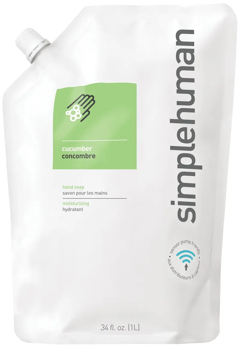 Simplehuman CT1020DB Recharge Savon Liquide Mains Hydratant Concombre — 2 × 1 L, Pompe Sensor Compatible
