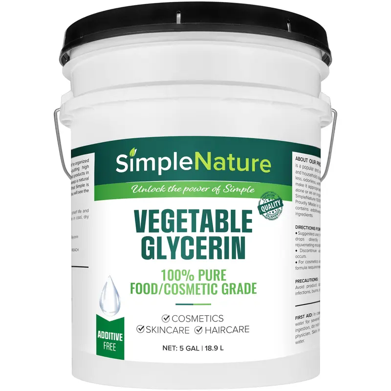 SimpleNature Glycérine Végétale 100% Pure – Fût de 5 gallons avec Bec Verseur Facile – Qualité Alimentaire et Cosmétique
