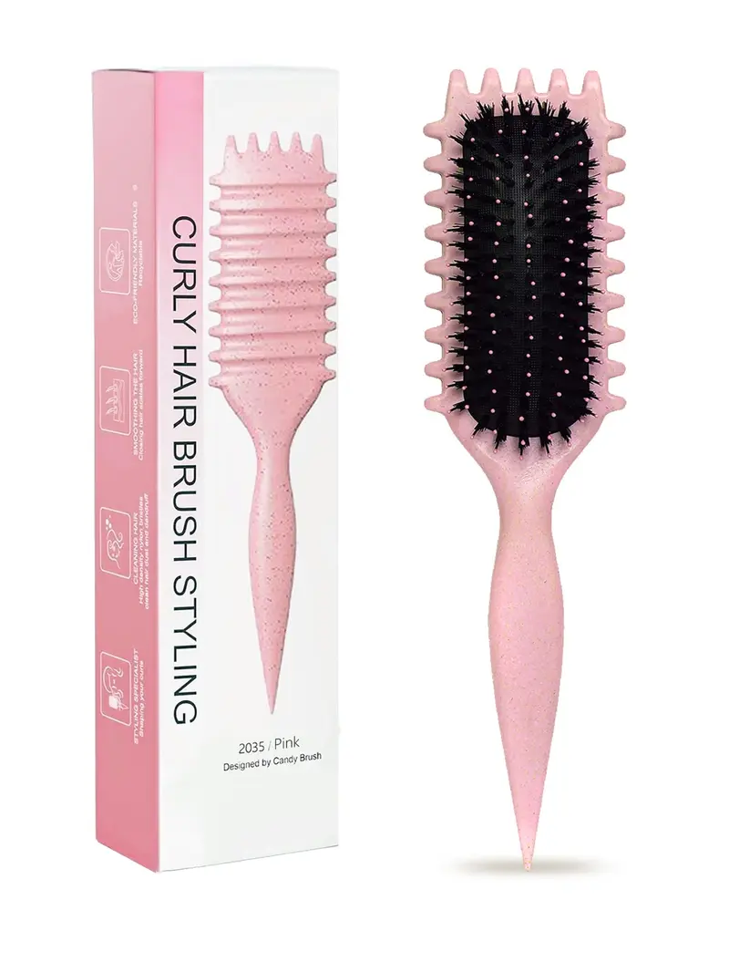 Sintario – Brosse Définisseur de Boucles Rose pour Démêlage et Mise en Forme (2A–4C)