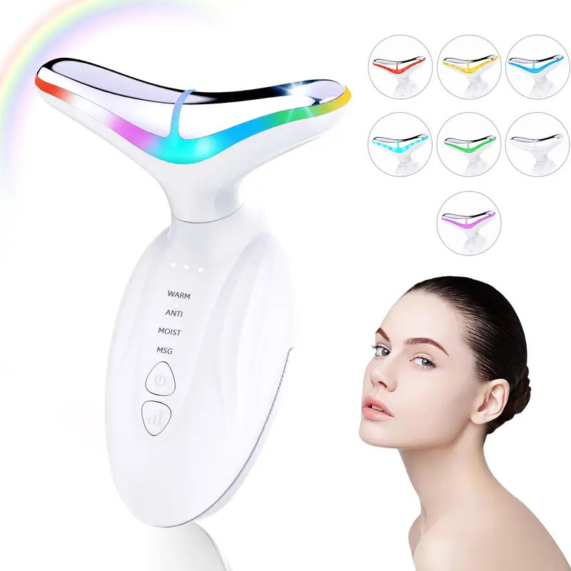 SIQUER – Appareil de massage visage et cou 7 en 1 avec lumière rouge