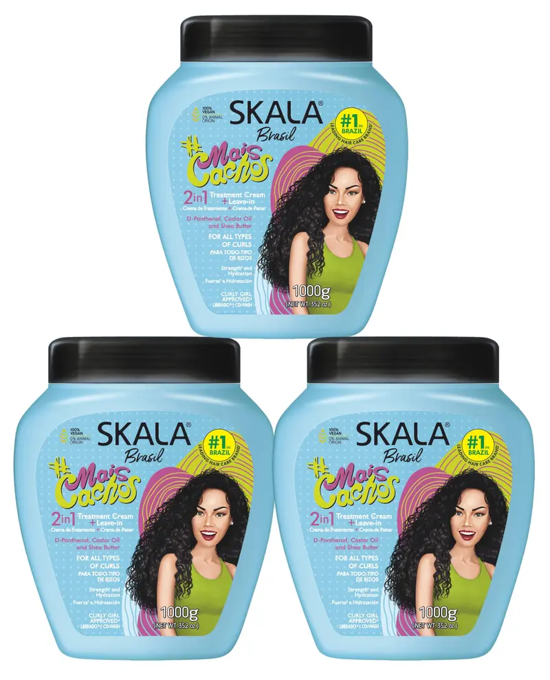 SKALA Mais Cachos Hydrates Curls – Crème 2-en-1 Soin Coiffant & Crème à Peigner pour Boucles, Anti-Frisottis