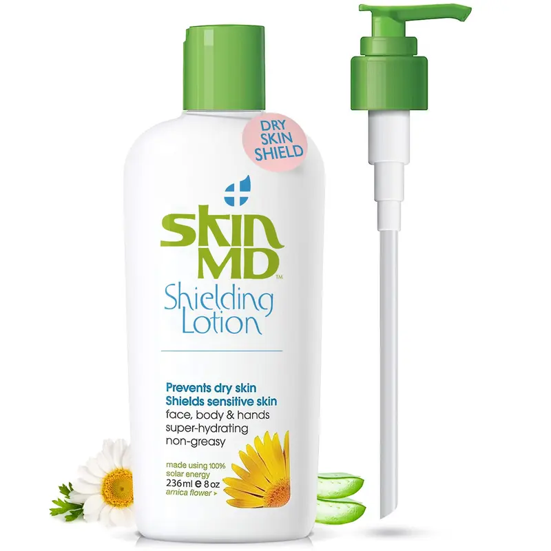 Skin MD Shielding Lotion – Hydratation protectrice pour le visage, le corps et les mains, 8 oz avec distributeur