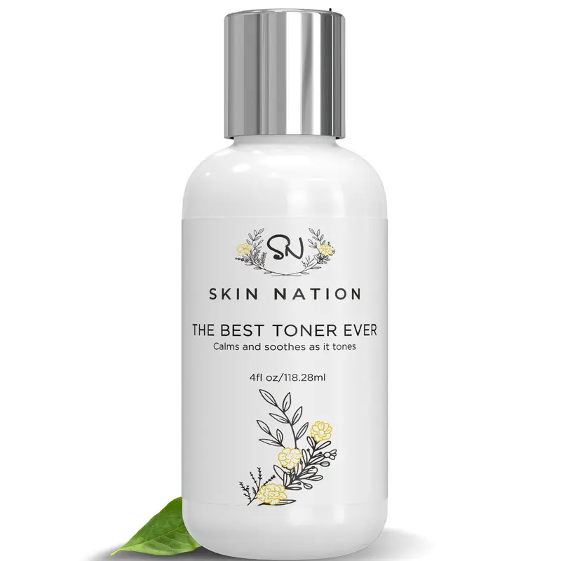 Skin Nation Tonique Hydratant a l'eau de rose – Aloe Vera et Camomille, Sans alcool et Sans parabènes, 118 ml (4 oz)